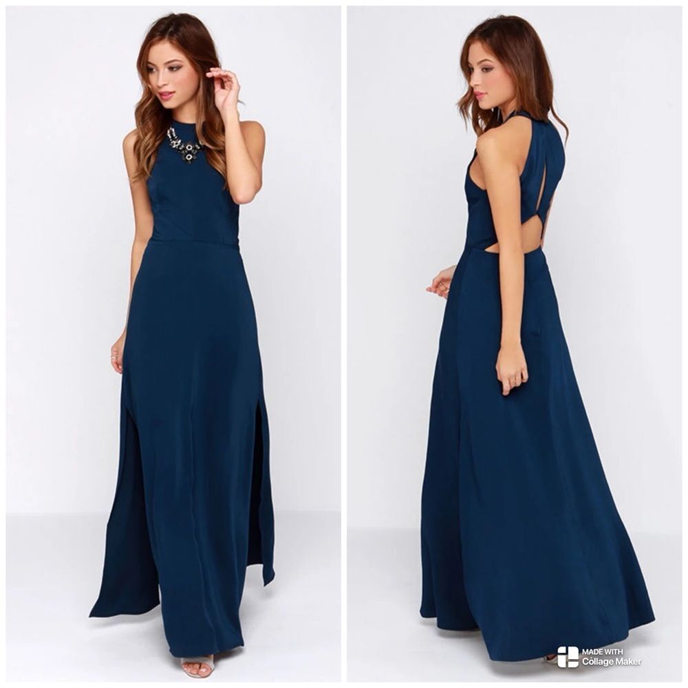 Keepsake The Label Lulus Adore You Navy Blue Maxi Dress Size Small